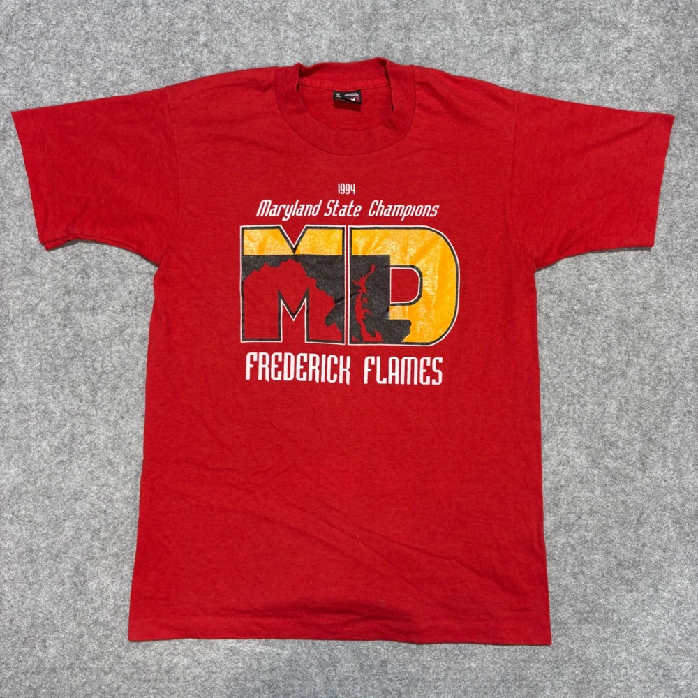 Vintage 1994 Maryland State Champions Frederick Flames Red T-Shirt Mens M 90s